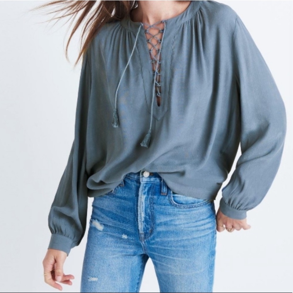 Madewell Lace-up Peasant Top